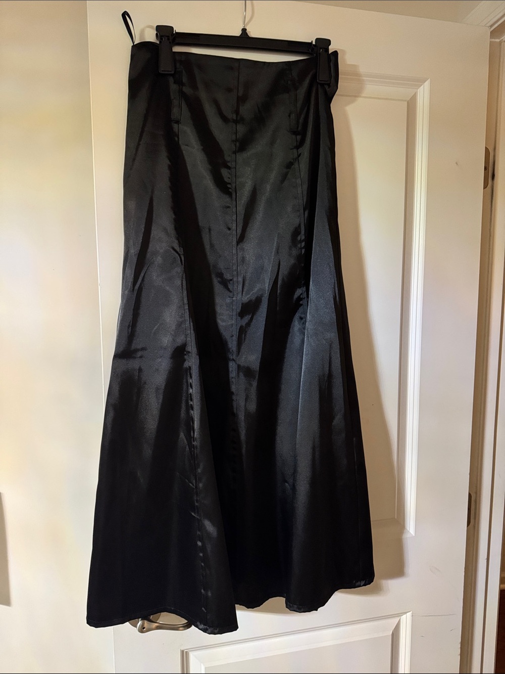 Black Satin A-Line Maxi Skirt